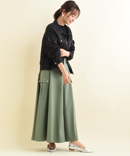 INTERPLANET（インタープラネット）の「配色ステッチシアーＧジャン（その他アウター・レディース・ブルー/ブラック/ライトグレー/アイボリー・FREE）」の22枚目の写真