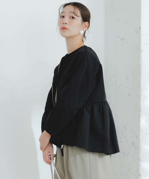 F by ROSSO（エフバイロッソ）の「F by ROSSO　グログランギャザーショートコート（ブルゾン・レディース・ブラック/カーキ・FREE）」の2枚目の写真