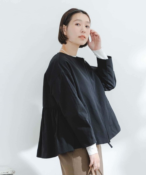 F by ROSSO（エフバイロッソ）の「F by ROSSO　グログランギャザーショートコート（ブルゾン・レディース・ブラック/カーキ・FREE）」の7枚目の写真