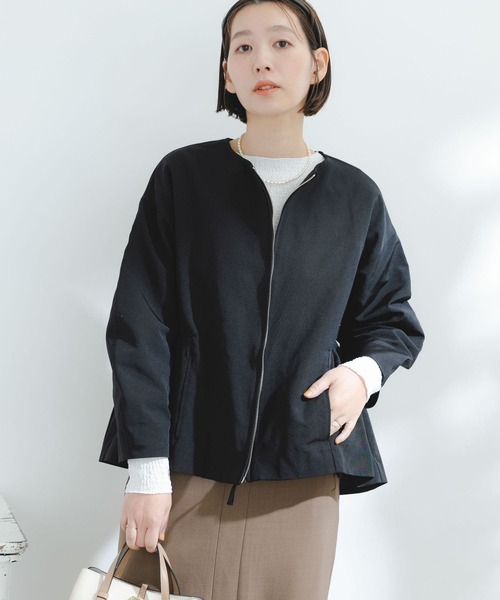 F by ROSSO（エフバイロッソ）の「F by ROSSO　グログランギャザーショートコート（ブルゾン・レディース・ブラック/カーキ・FREE）」の8枚目の写真