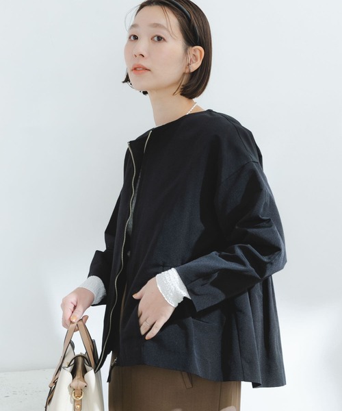 F by ROSSO（エフバイロッソ）の「F by ROSSO　グログランギャザーショートコート（ブルゾン・レディース・ブラック/カーキ・FREE）」の10枚目の写真