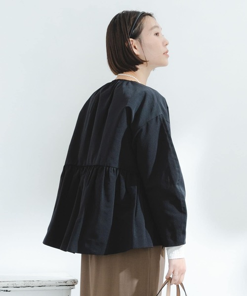 F by ROSSO（エフバイロッソ）の「F by ROSSO　グログランギャザーショートコート（ブルゾン・レディース・ブラック/カーキ・FREE）」の11枚目の写真