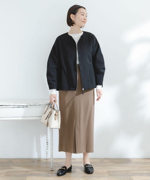 F by ROSSO（エフバイロッソ）の「F by ROSSO　グログランギャザーショートコート（ブルゾン・レディース・ブラック/カーキ・FREE）」の12枚目の写真