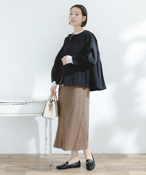 F by ROSSO（エフバイロッソ）の「F by ROSSO　グログランギャザーショートコート（ブルゾン・レディース・ブラック/カーキ・FREE）」の13枚目の写真