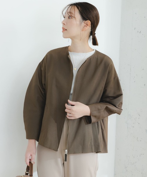 F by ROSSO（エフバイロッソ）の「F by ROSSO　グログランギャザーショートコート（ブルゾン・レディース・ブラック/カーキ・FREE）」の15枚目の写真