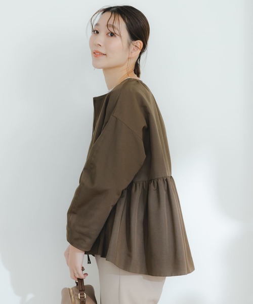 F by ROSSO（エフバイロッソ）の「F by ROSSO　グログランギャザーショートコート（ブルゾン・レディース・ブラック/カーキ・FREE）」の16枚目の写真