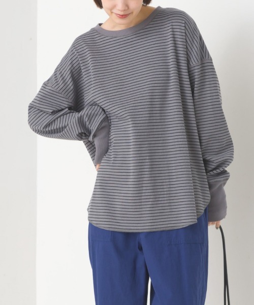 OMNES（オムネス）の「リブ裾ラウンドプルオーバー長袖（その他トップス・レディース・オレンジ/ホワイト系その他/ブラック/アイボリー/オリーブ/ブルー/ラベンダー/ベージュ系その他/グレー系その他/ブラック系その他/ホワイト系その他2/ベージュ×ブラック/グレー・FREE）」の7枚目の写真