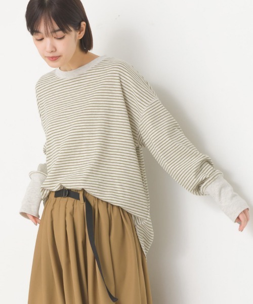 OMNES（オムネス）の「リブ裾ラウンドプルオーバー長袖（その他トップス・レディース・オレンジ/ホワイト系その他/ブラック/アイボリー/オリーブ/ブルー/ラベンダー/ベージュ系その他/グレー系その他/ブラック系その他/ホワイト系その他2/ベージュ×ブラック/グレー・FREE）」の8枚目の写真