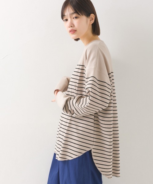 OMNES（オムネス）の「リブ裾ラウンドプルオーバー長袖（その他トップス・レディース・オレンジ/ホワイト系その他/ブラック/アイボリー/オリーブ/ブルー/ラベンダー/ベージュ系その他/グレー系その他/ブラック系その他/ホワイト系その他2/ベージュ×ブラック/グレー・FREE）」の9枚目の写真