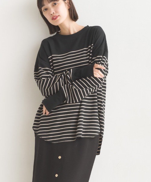 OMNES（オムネス）の「リブ裾ラウンドプルオーバー長袖（その他トップス・レディース・オレンジ/ホワイト系その他/ブラック/アイボリー/オリーブ/ブルー/ラベンダー/ベージュ系その他/グレー系その他/ブラック系その他/ホワイト系その他2/ベージュ×ブラック/グレー・FREE）」の14枚目の写真