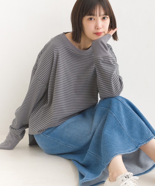 OMNES（オムネス）の「リブ裾ラウンドプルオーバー長袖（その他トップス・レディース・オレンジ/ホワイト系その他/ブラック/アイボリー/オリーブ/ブルー/ラベンダー/ベージュ系その他/グレー系その他/ブラック系その他/ホワイト系その他2/ベージュ×ブラック/グレー・FREE）」の19枚目の写真