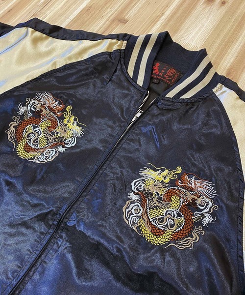 TopIsm(トップイズム)の「スカジャン 双龍,鳳凰,龍鯉(スカジャン・メンズ・ブルー/パープル/ネイビー/ブラック/ネイビー系/ワインレッド・M/L/XL)」の14枚目の写真