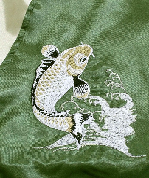TopIsm(トップイズム)の「スカジャン 双龍,鳳凰,龍鯉(スカジャン・メンズ・ブルー/パープル/ネイビー/ブラック/ネイビー系/ワインレッド・M/L/XL)」の16枚目の写真