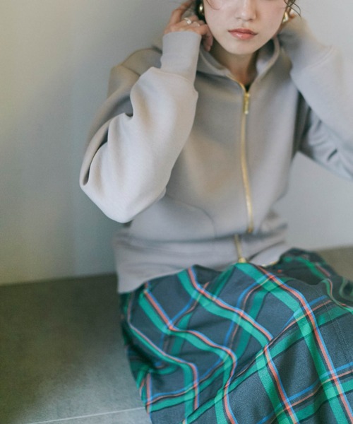 NANO universe（ナノユニバース）の「LB.04/WEB限定 テックダンボールダブルジップパーカー（パーカー・レディース・オフホワイト/ブラック/ライトベージュ・FREE）」の3枚目の写真