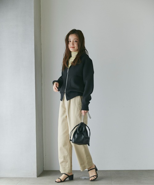 NANO universe（ナノユニバース）の「LB.04/WEB限定 テックダンボールダブルジップパーカー（パーカー・レディース・オフホワイト/ブラック/ライトベージュ・FREE）」の20枚目の写真