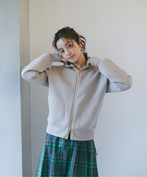 NANO universe（ナノユニバース）の「LB.04/WEB限定 テックダンボールダブルジップパーカー（パーカー・レディース・オフホワイト/ブラック/ライトベージュ・FREE）」の12枚目の写真