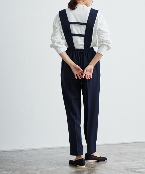 Pierrot（ピエロ）の「2wayワイドストラップサロペット（サロペット/オーバーオール・レディース・ライトベージュ/ネイビー/ブラック・M/L/PM）」の6枚目の写真