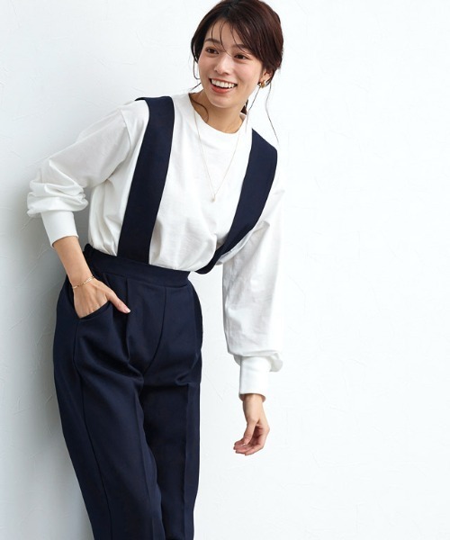 Pierrot（ピエロ）の「2wayワイドストラップサロペット（サロペット/オーバーオール・レディース・ライトベージュ/ネイビー/ブラック・M/L/PM）」の7枚目の写真