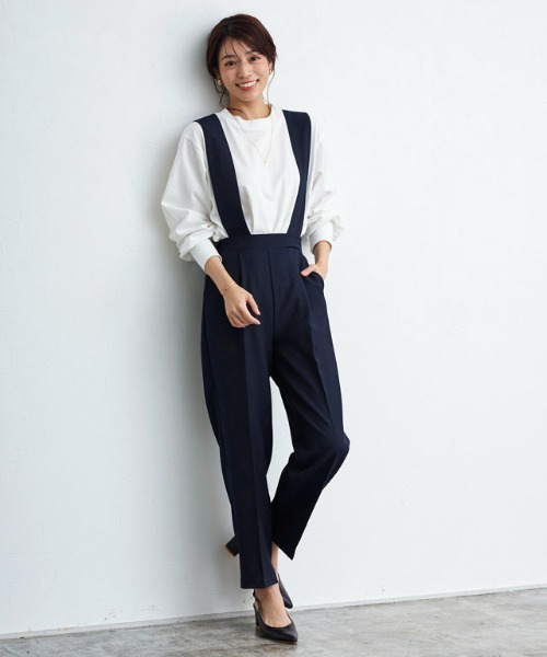 Pierrot（ピエロ）の「2wayワイドストラップサロペット（サロペット/オーバーオール・レディース・ライトベージュ/ネイビー/ブラック・M/L/PM）」の8枚目の写真