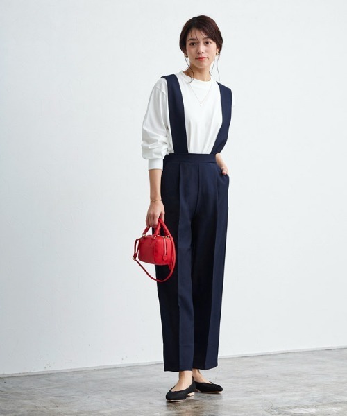 Pierrot（ピエロ）の「2wayワイドストラップサロペット（サロペット/オーバーオール・レディース・ライトベージュ/ネイビー/ブラック・M/L/PM）」の10枚目の写真