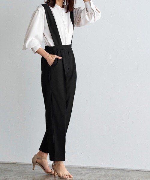 Pierrot（ピエロ）の「2wayワイドストラップサロペット（サロペット/オーバーオール・レディース・ライトベージュ/ネイビー/ブラック・M/L/PM）」の14枚目の写真