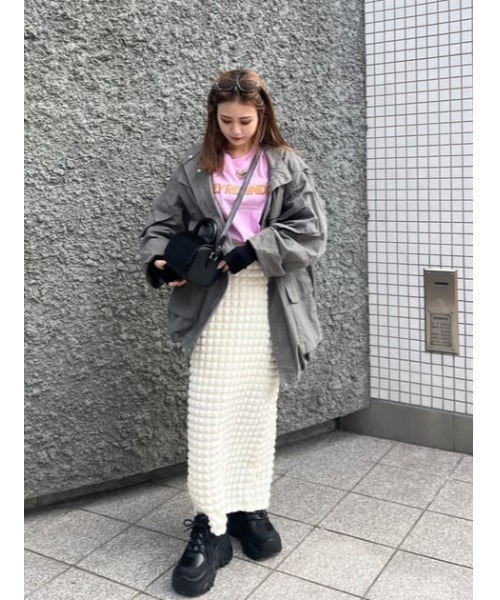 SLY(スライ)の「FLOATING JQ PENCIL SK セットアップ可能(スカート・レディース・ブラック/アイボリー/グリーン・FREE)」の7枚目の写真