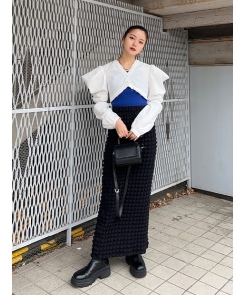 SLY(スライ)の「FLOATING JQ PENCIL SK セットアップ可能(スカート・レディース・ブラック/アイボリー/グリーン・FREE)」の11枚目の写真