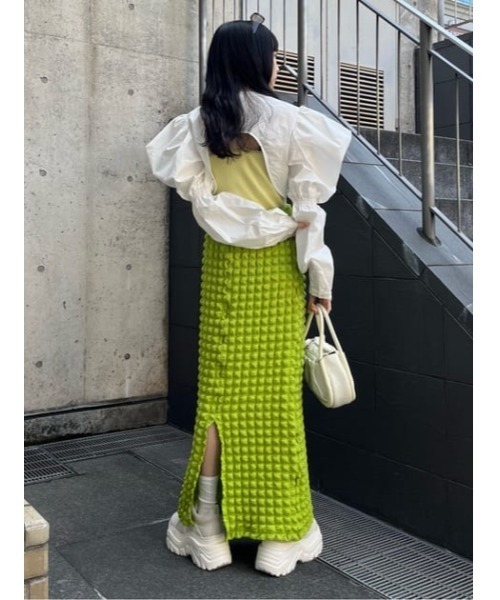 SLY(スライ)の「FLOATING JQ PENCIL SK セットアップ可能(スカート・レディース・ブラック/アイボリー/グリーン・FREE)」の15枚目の写真