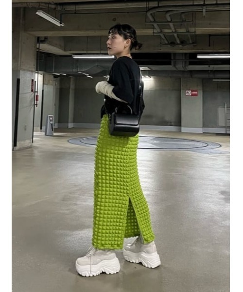 SLY(スライ)の「FLOATING JQ PENCIL SK セットアップ可能(スカート・レディース・ブラック/アイボリー/グリーン・FREE)」の12枚目の写真