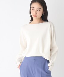 OPAQUE.CLIP | オーガニックコットン 袖ボタンニットプルオーバー【UVケア/洗濯機洗い可】(ニット/セーター)