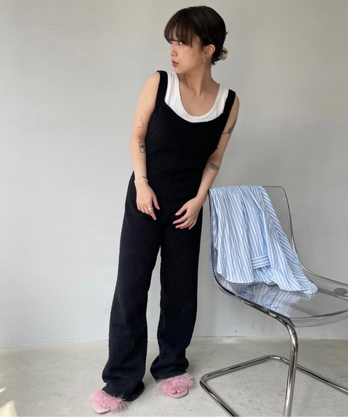 SANSeLF(サンセルフ)の「パイル地オールインワン【SANSeLF】sansk23s008(つなぎ/オールインワン・レディース・ブラック・FREE)」の7枚目の写真