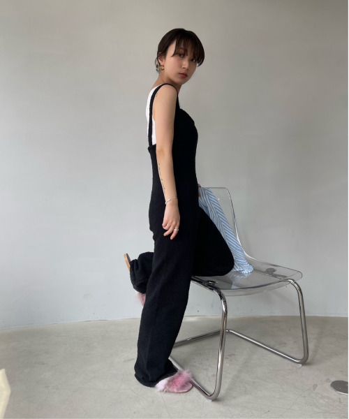 SANSeLF(サンセルフ)の「パイル地オールインワン【SANSeLF】sansk23s008(つなぎ/オールインワン・レディース・ブラック・FREE)」の2枚目の写真