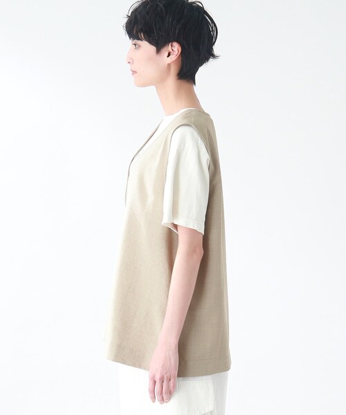 THE SHOP TK (ザ ショップ ティーケー )の「◆【洗える】麻調ヴィンテージライク深Vベスト(ベスト・レディース・ブラック/ベージュ・99)」の7枚目の写真