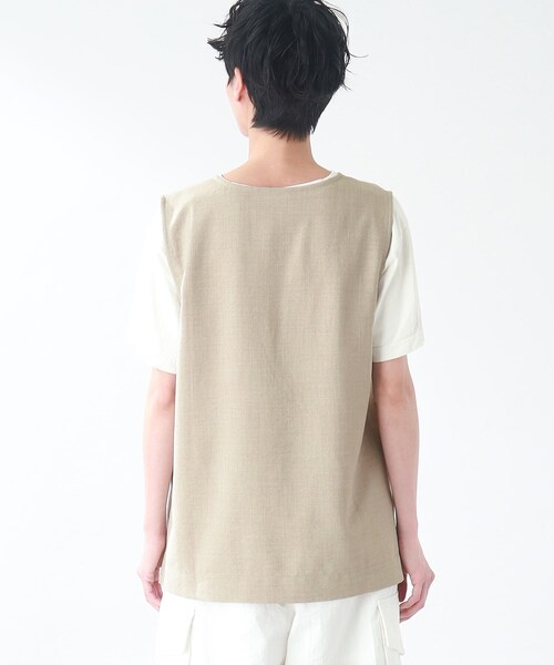 THE SHOP TK (ザ ショップ ティーケー )の「◆【洗える】麻調ヴィンテージライク深Vベスト(ベスト・レディース・ブラック/ベージュ・99)」の8枚目の写真