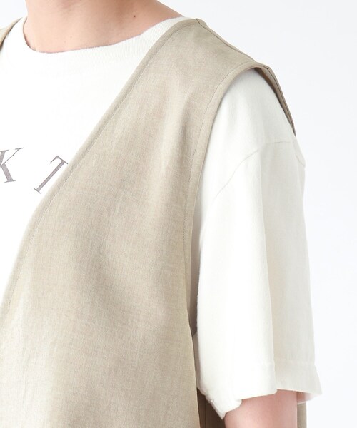 THE SHOP TK (ザ ショップ ティーケー )の「◆【洗える】麻調ヴィンテージライク深Vベスト(ベスト・レディース・ブラック/ベージュ・99)」の10枚目の写真