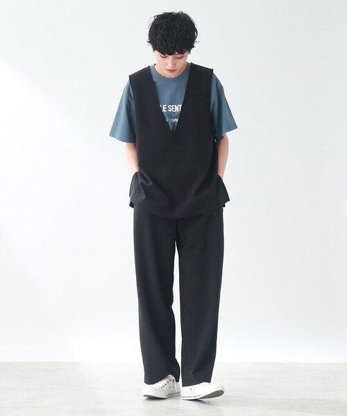 THE SHOP TK (ザ ショップ ティーケー )の「◆【洗える】麻調ヴィンテージライク深Vベスト(ベスト・レディース・ブラック/ベージュ・99)」の15枚目の写真