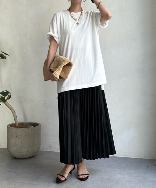 DouDou(ドゥドゥ)の「【WEB限定】コットンワイドチュニックTEE(Tシャツ/カットソー・レディース・オフホワイト/ネイビー/ライトベージュ/ブルー・FREE)」の7枚目の写真