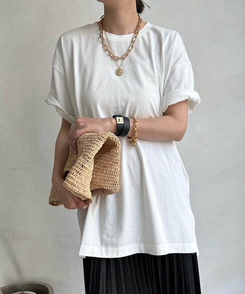DouDou(ドゥドゥ)の「【WEB限定】コットンワイドチュニックTEE(Tシャツ/カットソー・レディース・オフホワイト/ネイビー/ライトベージュ/ブルー・FREE)」の11枚目の写真