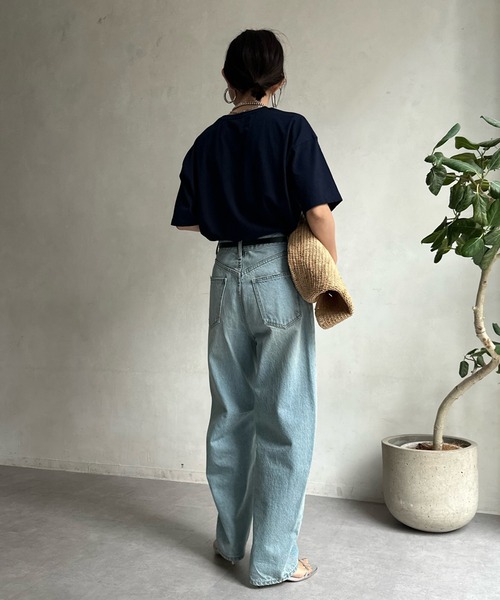 DouDou(ドゥドゥ)の「【WEB限定】コットンワイドチュニックTEE(Tシャツ/カットソー・レディース・オフホワイト/ネイビー/ライトベージュ/ブルー・FREE)」の18枚目の写真