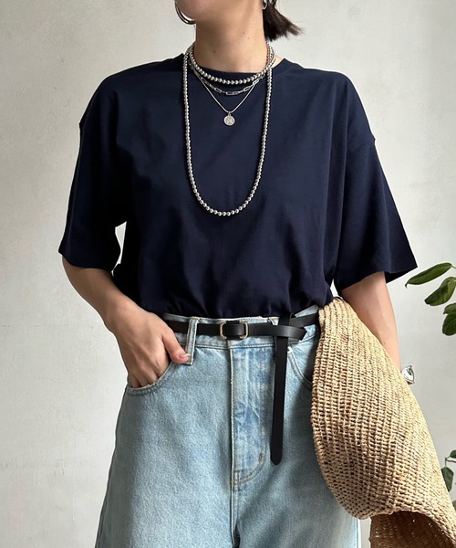 DouDou(ドゥドゥ)の「【WEB限定】コットンワイドチュニックTEE(Tシャツ/カットソー・レディース・オフホワイト/ネイビー/ライトベージュ/ブルー・FREE)」の19枚目の写真