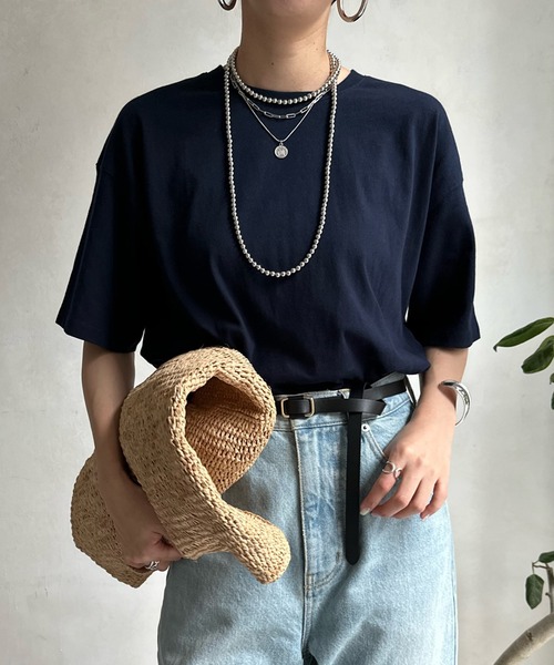 DouDou(ドゥドゥ)の「【WEB限定】コットンワイドチュニックTEE(Tシャツ/カットソー・レディース・オフホワイト/ネイビー/ライトベージュ/ブルー・FREE)」の20枚目の写真