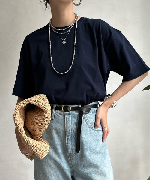 DouDou(ドゥドゥ)の「【WEB限定】コットンワイドチュニックTEE(Tシャツ/カットソー・レディース・オフホワイト/ネイビー/ライトベージュ/ブルー・FREE)」の21枚目の写真