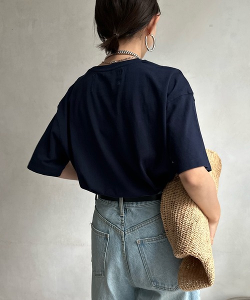 DouDou(ドゥドゥ)の「【WEB限定】コットンワイドチュニックTEE(Tシャツ/カットソー・レディース・オフホワイト/ネイビー/ライトベージュ/ブルー・FREE)」の22枚目の写真