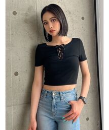 GYDA | 2WAYレースアップショートTシャツ(Tシャツ/カットソー)
