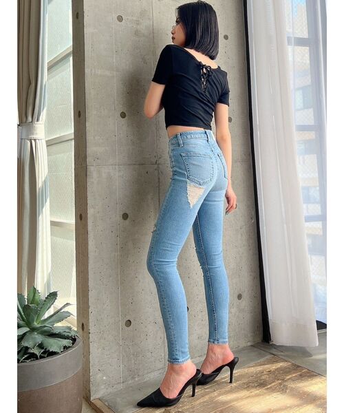 GYDA(ジェイダ)の「2WAYレースアップショートTシャツ(Tシャツ/カットソー・レディース・ブラック/オフホワイト・FREE)」の15枚目の写真