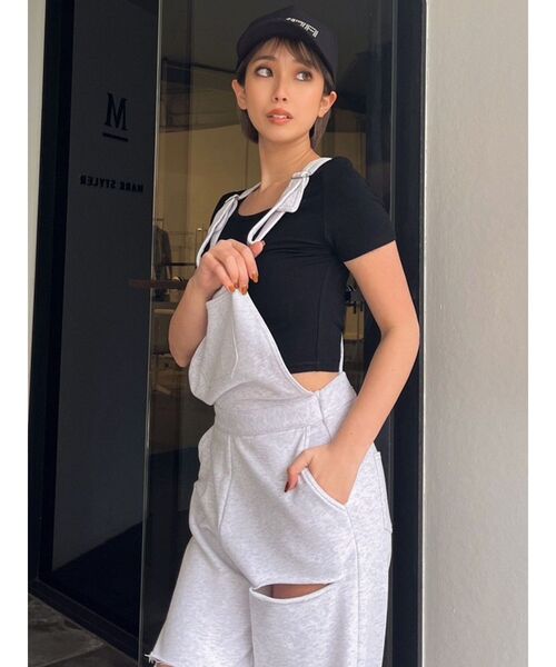 GYDA(ジェイダ)の「2WAYレースアップショートTシャツ(Tシャツ/カットソー・レディース・ブラック/オフホワイト・FREE)」の14枚目の写真