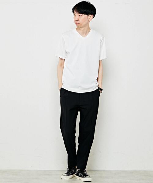 MEN'S MELROSE（メンズメルローズ）の「【WEB限定】ハイゲージスムースVネックTシャツ（Tシャツ/カットソー・メンズ・ホワイト/ネイビー/サックスブルー/チャコールグレー/ブラック・4/2/3）」の22枚目の写真