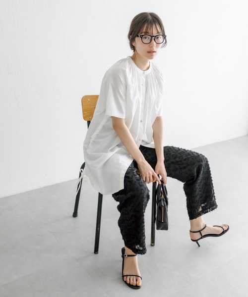 PUAL CE CIN（ピュアルセシン）の「【Du noir】サイドアジャストブラウス（シャツ/ブラウス・レディース・ベージュ/オフホワイト/ブラック・FREE）」の4枚目の写真