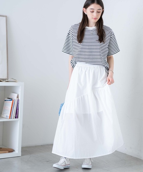 WEGO（ウィゴー）の「WEGO/【一部店限定】ギャザー切替ナイロンスカート（スカート・レディース・ホワイト/ブラック/オフホワイト・FREE）」の9枚目の写真