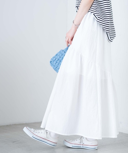 WEGO（ウィゴー）の「WEGO/【一部店限定】ギャザー切替ナイロンスカート（スカート・レディース・ホワイト/ブラック/オフホワイト・FREE）」の15枚目の写真